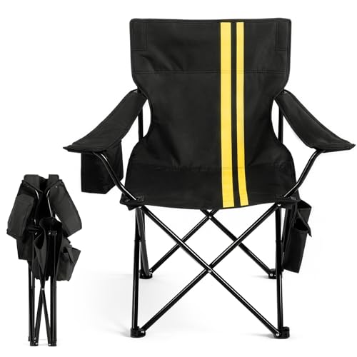 Outvita Silla de Camping Portátil con Nevera Aislada y Bolsa Negra