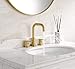 TimeArrow Brushed Gold 2 Handle 8 Inch Widespread Bathroom Sink Faucet with Pop-Up Drain, High Arc Modern Bathroom Vanity Lavatory Faucet 3 Holes with Brass 360° Swivel Spout, TAF830E-PB