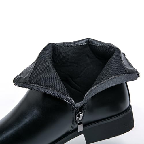 Men's Bright Leather High Top Chelsea Dress Boots with Buckle Strap Decor,British Style Fashion Pointed Toe Side Zipper Retro Comfortable Business Casual Ankle Boots2