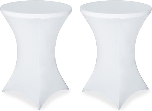 FestiCorp Paquete de 2 manteles de elastano, mantel ajustable de cóctel, manteles redondos elásticos para fiestas, DJ, bares, bodas, cumpleaños,
