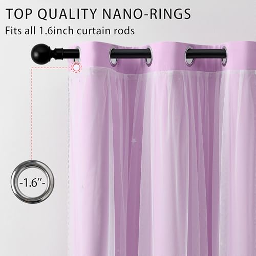 Image of XiDi Light Purple Curtains, Blackout Wall Decor Design for Baby Nursery Room 45 inches Wide 1 Panel