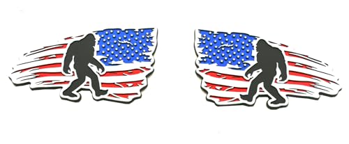Emblemas de bandera americana Sasquatch azul cromado pegatinas 3D coche y moto 2