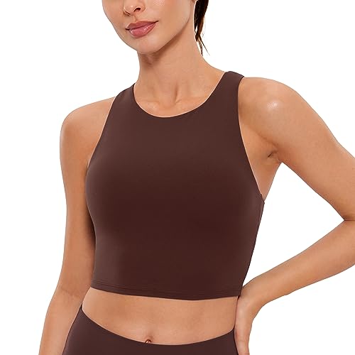 Image of CRZ YOGA Butterluxe High Neck Crop Tank Tops | Light Support, Removable Pads, Yoga, Extremely Soft, Racerback, Longline Sports Bras for Women