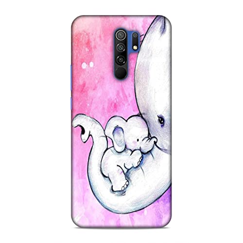 Image of Printed Mobile Back Hard Case Cover for Xiaomi Redmi 9 Prime /Xiaomi Poco M2 | Cute Elephant, Baby Elephant, Mom's Love -2202