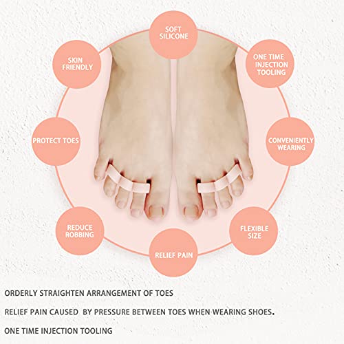 Gel Toe Straightener Hammer Toe Corrector For Women And Men, Flexible Size Soft Toe Spacer Splint Toe Separators To Relief Foot Pain, Bunions, Overlapping Toes Claw Toes.(1 Pair Beige With White) #TOP5