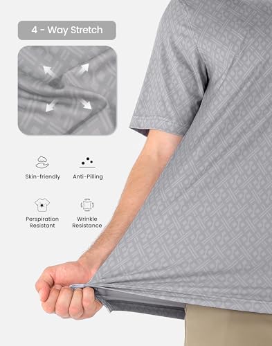 Mens Golf Shirts Short Sleeve Dry Fit Moisture Wicking Performance Polo Casual Print Collared Golf Polo