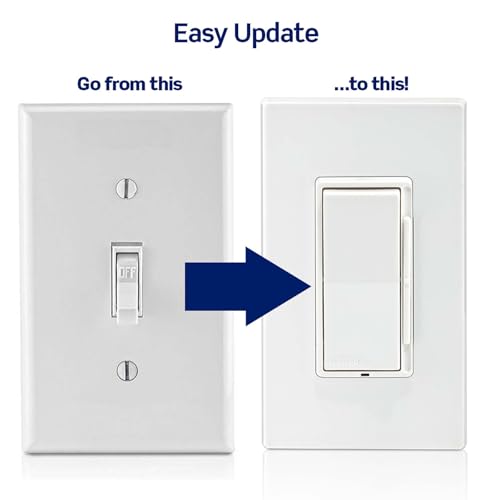 Image of Leviton Lever Edge Rocker Slide Dimmer Switch for LED /Incandescent Bulbs, 150 Watt, Single Pole or 3-Way, ESL01-1LW, White