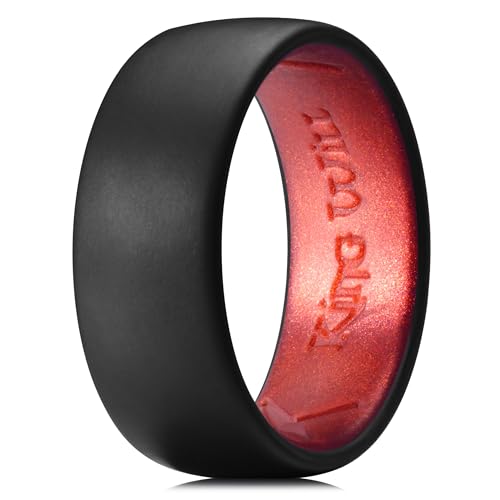 King Will Silicone Rings for Men 8mm Width 2.3mm Thick, Comfort Fit with Inner Groove Design,...
