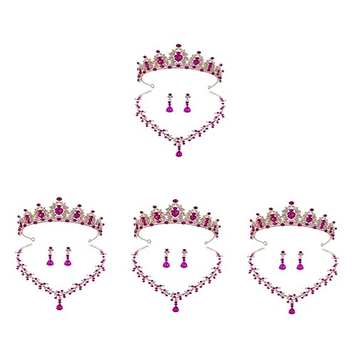 SOIMISS 4 Conjuntos De Colar De Coroa Brincos Brincos De Cristal Acessórios De Noiva Colares De Cris