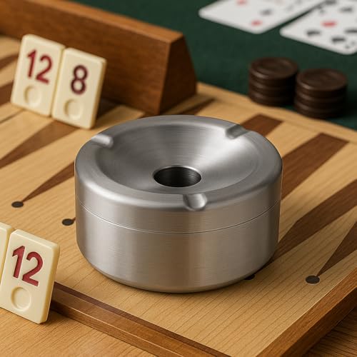 9x7 cm gri paslanmaz çelik küllük; masa, kafe ve restoran kullanımı için kapaklı kokusuz tasarım