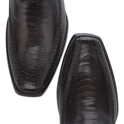 Cuadra Men's Ostrich Leg Leather Cowboy Boots Brown Side Zip by Cuadra - Used condition - Image 2