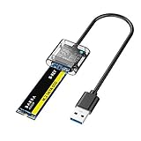 AOJUE USB 3.0 to M.2 NGFF SSD Enclosure Adapter, External SATA Based M.2 Solid State Hard Drive Enclosure Support M.2 2280 2260 2242 2230 SSD with B-Key (SATA Based) (Transparent)