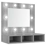 Yisssmeng Sonoma - Armadio a specchio con LED grigio, 60 x 31,5 x 62 cm, in legno, con cambio di temperatura, per bagno, ospiti, WC e camera da letto