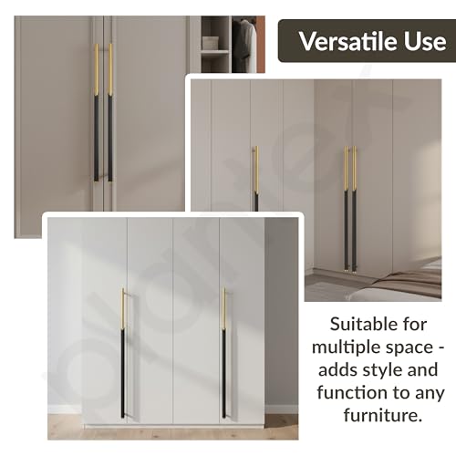 Image of Plantex Stainless Steel & Aluminium Cabinet Handle /600mm Wardrobe Door Handle /Cupboard Pull-Push Handles for Home /Office - Pack of 1 (Black & Gold)