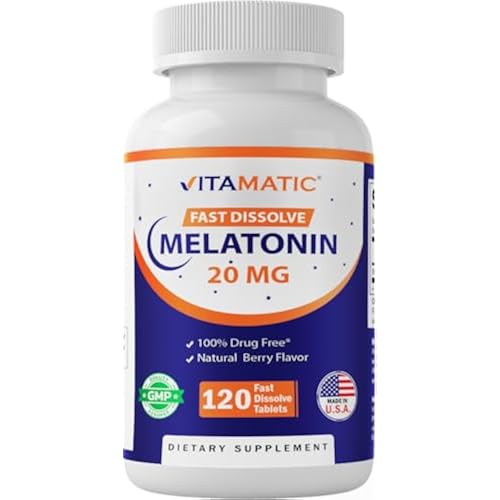Vitamatic Melatonin 20 mg Fast Dissolve Tablets, 120 Count, Made in USA