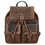 leder rucksack vintage damen Aufteilung: 1 x großes Hauptfach | 2 x kleines Einsteckfach für Handy und Geldbörse sowie 1 x kleines Reißverschlussfach im Inneren | 1 x Reißverschlussfach auf der Rückseite | 2 x kleines Einsteckfach auf der Vorderseite