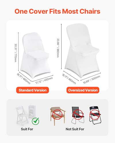 Image of VEVOR Chair Covers, Polyester Spandex Chair Cover, Stretch Slipcovers for Wedding Party Dining Banquet Flat-Front Chair Covers (White-c-XL, 30PCS)
