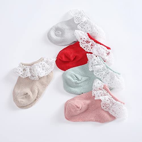Toptim Baby Girls' Socks Toddler Ankle Socks Breathable Casual Lace Sock (As1, Age, 0_Month, 12_Months, White Lace) #TOP2