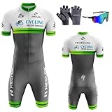 Maillot de Cyclisme Homme Pro Trifonction Manches Courtes Sports Maillot Cyclisme de Plein Air Vêtements de Triathlon,9D Gel Coussin Solide Tenue,pour Course À Pied,Natation,Cyclisme (TYP-8,XL)
