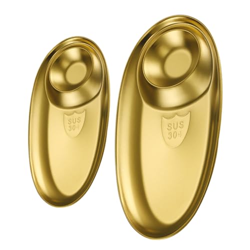 SOLUSTRE 2Pcs Snack Plates with Dipping Section Design Seasoning Dish for Home Use Stylish Serving Trays for Entertaining and Casual Gatherings