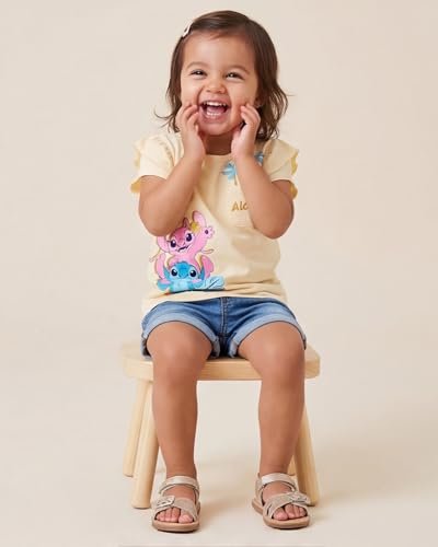 Image of Disney Lilo and Stitch Multi and Single Pack Short Sleeve T-Shirt, Girls Cute Outfits for Toddlers