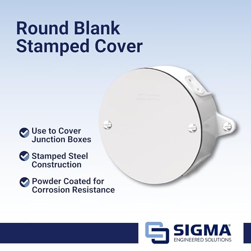 Sigma Electric 14241WH Round Blank Stamped Cover, White - Thumbnail 4