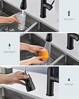 FORIOUS Wasserhahn Küche Schwarz, Küchenarmatur Ausziehbar, Zwei Sprühfunktione, 360° Schwenkbar Edelstahl,Einhebelmischer für Kalt und Warmwasser Mischbatterie Armatur,Matt schwarz,Sehr Hoch (437mm) – Ansicht 4