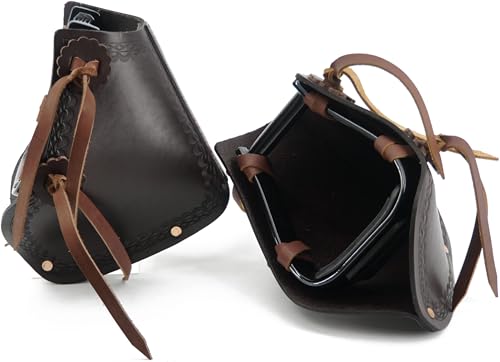 Jeereal Western Saddle Pair Tapadero Stirrups (4.75"), Handmade Tooled Heavy