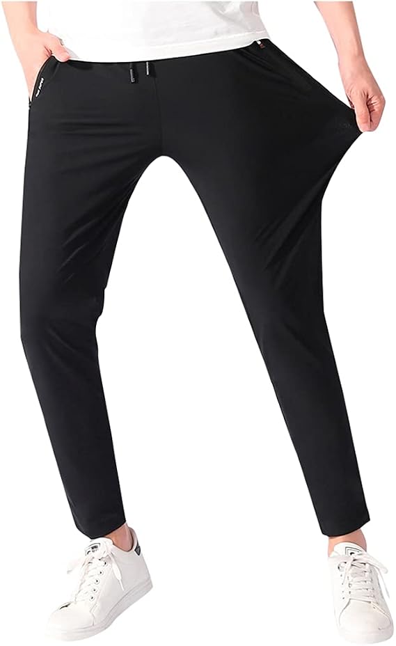 Amazon Co Jp 男性のアイスシルクパンツストレッチスウェットパンツプラスサイズのテーパードパンツオープンボトムクールパンツ ファッション