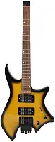 Guitarra elétrica, guitarra elétrica sem cabeça de metal de pescoço duplo com alto-falantes, guitarra elétrica personalizada (amarelo)