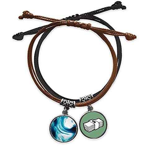 Pulsera de cuero con pigmento de difusión azul y acabado artesanal