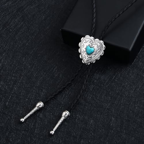 Image of Joxevyia Bolo Tie for Men Vintage Cow Skull Leather Rope Western Cowboy Necktie Vintage Bola Tie Gift for Him