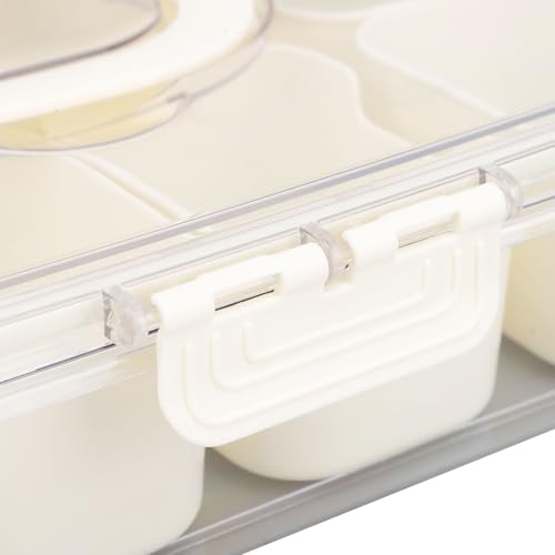 Eujgoov Divided Servierschale Praktische 12 Fächer Pet ABS Snack Gewürz -Obstbox für Home Party, Tragbarer Griff, Transparenter Deckel - 1 Set