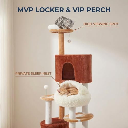 Árbol para gatos alto multi-niveles con 2 condos y hamaca miniatura 4