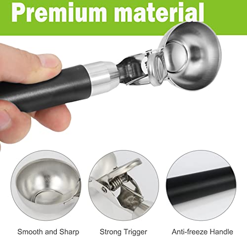 Leden Ice Cream Scoop With Trigger Metal Ice Cream Scooper Spoon Stainless Steel, Durable Cookie Scoop, Perfect For Melon, Meat Balls, Easy And Quick Release, Non-Stick Dishwasher Safe #TOP4