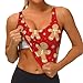 Women Girls Summer U-Shaped Back Sports Bras Elastic Christmas Red Polka Dots Snowflakes Gingerbread Cookies Athletic Tops with Pads Quick Dry Sportswear for Workout Training