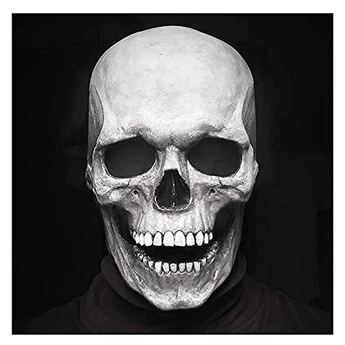 [ShoYUUYo] スカルマスク、フルヘッドスカルマスク/可動ジョー付きヘルメット、怖いマスク 骸骨ドクロマスク ハロウィングッズ パーティ、イベント用コスチューム 悪魔 妖怪 モンスター 宇宙人 お化け屋敷 怪物 悪魔 お祭りコスプレ 仮装 クリスマス 誕生日