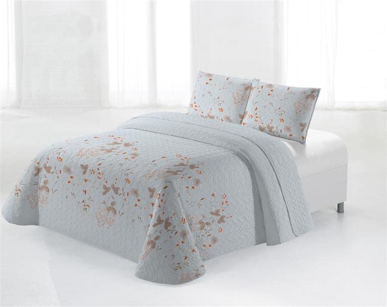 BLANCO NUMERO UNO Colcha BOUTI Reversible Estampada Floral Azul Clara Vidal (150)