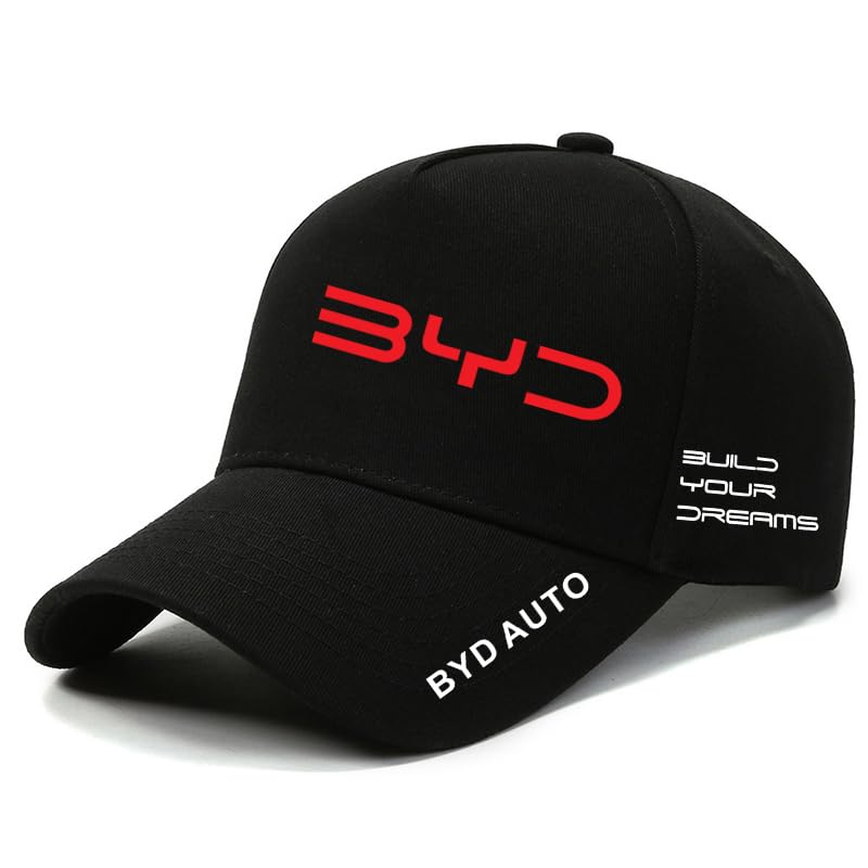 Car Baseball Cap for BYD Han EV 2020–2025, Car Logo Cap Breathable Adjustable Sports Cap Casual Sun Visor Hat for Running & Golf Outdoor Activities Unisex Hat Accessories,Black-D