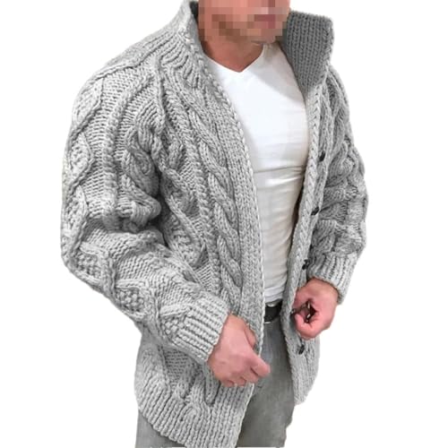 Men's Solid Color Knitted Sweater Autumn and Winter Button Cardigan Warm Lapel Jacket