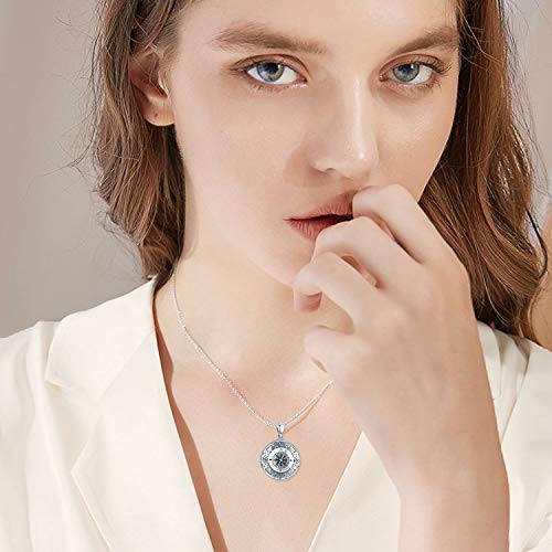 Compass Locket Necklace, Graduation Gift Locket Necklace That Holds Pictures Pendant 925 Sterling Silver Vintage Photo Locket Jewelry Gifts For Women Men Graduation Birthday #TOP4