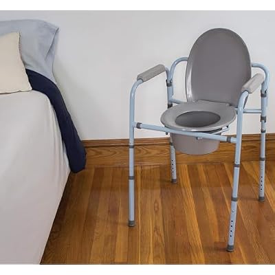 Carex 3-in-1 Folding Bedside Commode with 14 Pack Commode Liners - Porta Potty for Adults - Portable Toilet Supports Up to 300lbs, Bedside Commodes for Seniors and Commode Chair