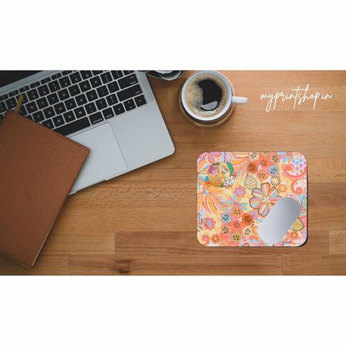 Image of My Print Shop Floral Mouse Pad 9 x 7.5 Inch - Colorful Boho Peace Design Mousepad with Non-Slip Rubber Base for Office & Home Desk