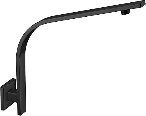 Brazo de ducha negro mate con brida de 12 pulgadas montado en la pared, brazo de extensión de cabezal de ducha cuadrado de 10 pulgadas de alto,