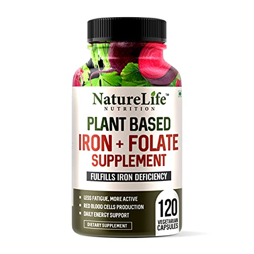Nature Life Nutrition Plant Based Iron Supplement for Women & Men (120 Veg Capsules) with Folate – Supports Blood Building Nature Life Nutrition Plant Based Iron Supplement for Women & Men (120 Veg Capsules) with Folate – Supports Blood Building