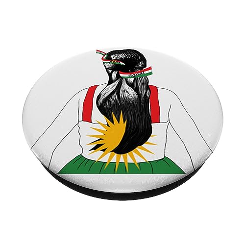 Kurdish Flag. JIN-JIYAN-AZADI Support Kurdish women NO HIJAB PopSockets Swappable PopGrip, Black - Image 2