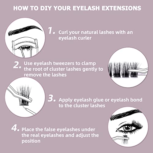 Quewel Cluster Lashes 72 Pcs Wide Stem Individual Lashes C/D Curl 8-16Mm Length Diy Eyelash Extension False Eyelashes Soft For Personal Makeup Use At Home (Natural02-C-Mix8-16) #TOP7