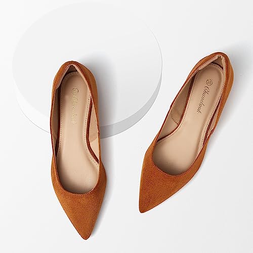 Image of Womens Pointed Toe Black Ballet Flats Comfortable Casual Dress Flats for Women Elegant Memory Foam Flats Shoes with Party Wedding