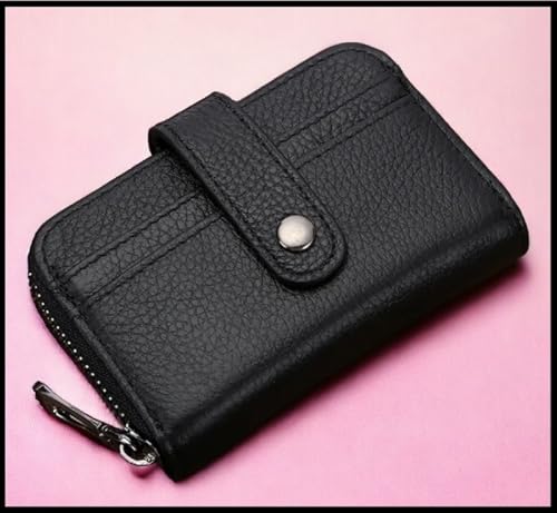 Image of Classic Unisex Genuine Leather Wallet with Zipper | RFID Blocking Card Holder Zipper Wallet(Black)