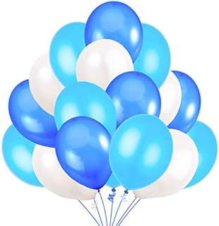 100 Balloons Blue White Light Blue, Premium Helium Balloons 12/30cm Thick Latex Balloons. Party Decorations and Accessories for Birthday and Baby Shower